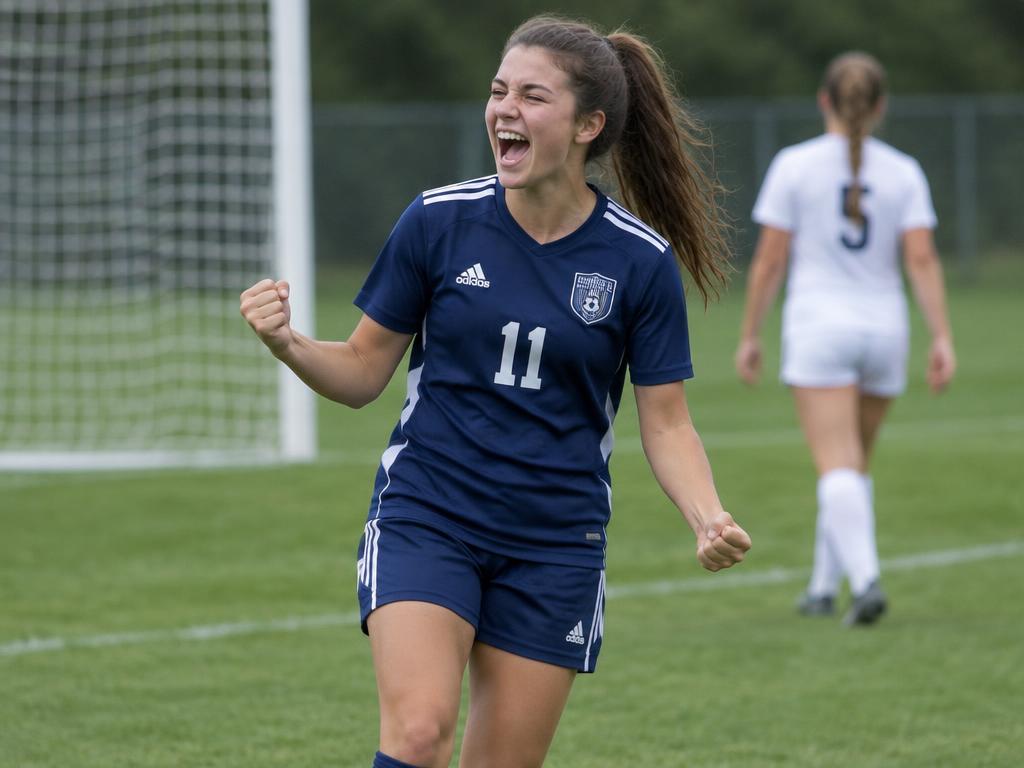 Ava Thompson celebrating a goal